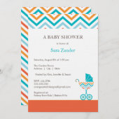 シェブロンキャリッジベビーシャワー招待状|少年 招待状 (正面/裏面)