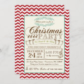 シェブロンクリスマスパーティの招待状 招待状 (正面/裏面)
