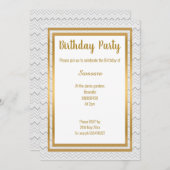 シェブロングレー層金ゴールドすべての行事誕生日 招待状 (正面/裏面)