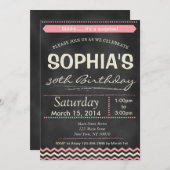 シェブロンシャルボードサプライズ誕生日招待状 招待状 (正面/裏面)