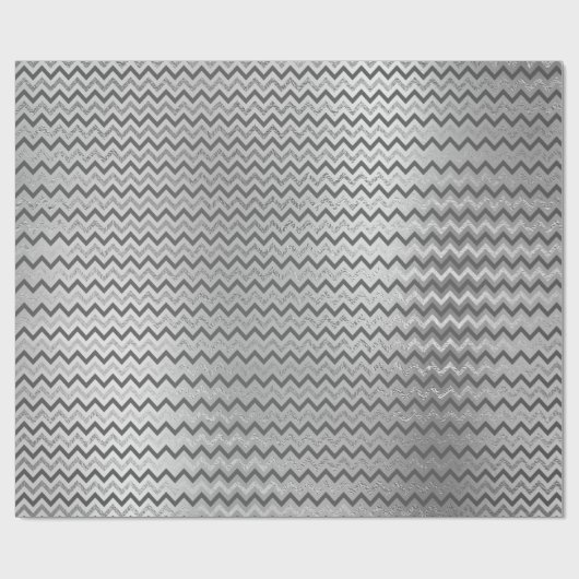 シェブロンシルバーグレストライプーのラインジグザグルクス ラッピングペーパー (フラット)