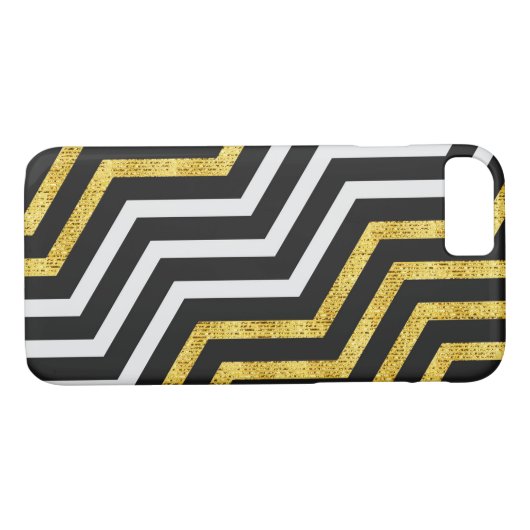 シェブロンジグザグザグホテル白黒ストライプ金ゴールドiPhone Case-Mate iPhoneケース (裏面(横))