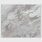 シェブロンストライプアイボリーメタリックグレーマーブルホワイト ラッピングペーパー (フラット)