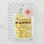 シェブロンストライプサマーレモネード引っ越し祝いパーティーパーティー 招待状 (正面/裏面)