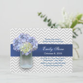 シェブロンストライプズ紫陽花メイソンジャーブライダルシャワー 招待状 (スタンド正面)