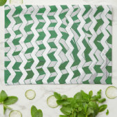 シェブロンゼブラグリーンアンドホワイトプリント キッチンタオル (折り畳み)