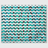 シェブロンタイガーブラックアンドティール(緑がかった色)プリント ラッピングペーパー (フラット)