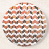 シェブロンタイガーホットオレンジとブラックプリント コースター (正面)