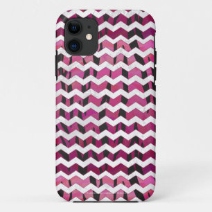 シェブロンタイガーホットピンクとブラックプリント iPhone 11 ケース