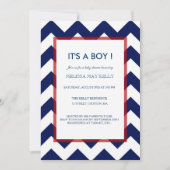 シェブロンネイビー&レッドベビー航海のシャワー招待状 招待状 (正面)