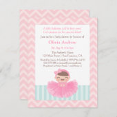 シェブロンバレリナガールベビーシャワー招待状 招待状 (正面/裏面)