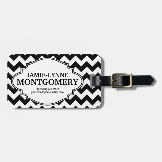 シェブロンパターンをつかまえるモダンな目 ラゲッジタグ (正面横)