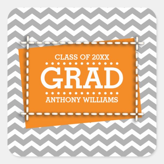 シェブロンパターンカスタムの卒業 スクエアシール (正面)