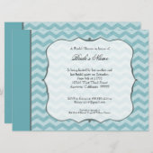 シェブロンパターンブラケットフレームのティール（緑がかった色）のブライダルシャワー 招待状 (正面/裏面)