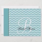 シェブロンパターンブラケットフレームのティール（緑がかった色）のブライダルシャワー 招待状 (裏面)