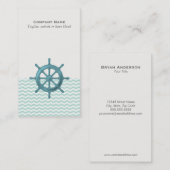 シェブロンパターン名刺が付いている航海のな舵輪 名刺 (正面/裏面)