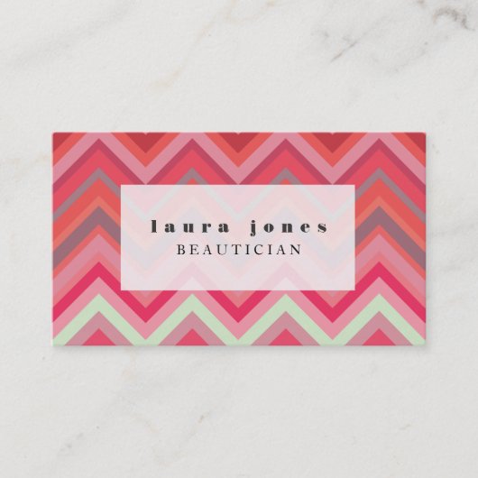 シェブロンパターン美容師のファッションのテンプレート 名刺 (正面)