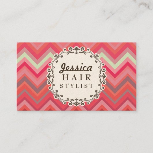 シェブロンパターン美容師アポイントメントカード 予約カード (正面)
