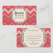 シェブロンパターン美容師アポイントメントカード 予約カード (正面/裏面)