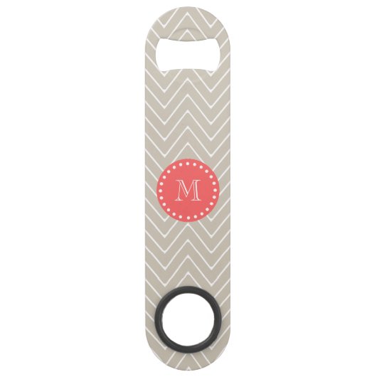 シェブロンパターン2Aモノグラムベージュ色珊瑚 スピード栓抜き (正面)