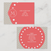 シェブロンパターン2Aモノグラムベージュ色珊瑚 名刺 (正面/裏面)