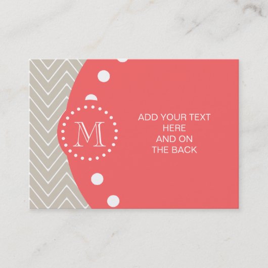 シェブロンパターン2Aモノグラムベージュ色珊瑚 名刺 (正面)