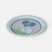 シェブロンパターン（の模様が）あるゾウハート男の赤ちゃんシャワー ペーパープレート (アングル)