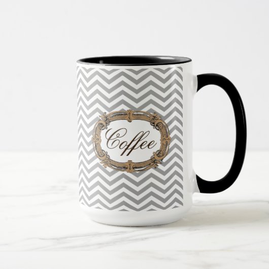 シェブロンパターン、華美なコーヒーラベル マグカップ (右)