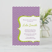 シェブロンパモダンープルグリーンシャワー招待状 招待状 (スタンド正面)