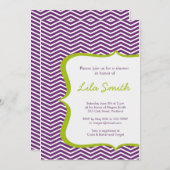 シェブロンパモダンープルグリーンシャワー招待状 招待状 (正面/裏面)