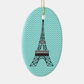 シェブロンパーソナライズされたパリエッフェルタワーオーナメント セラミックオーナメント (右)