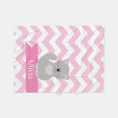 シェブロンパーソナライズなピンクの猫 フリースブランケット (正面(横))