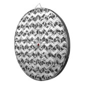 シェブロンヒョウ灰色とライトグレープリント ダーツボード (正面右)