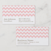 シェブロンピンクおよび白いパターン 名刺 (正面/裏面)