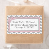 シェブロンピンクポルカドット弓ベビーガールラベル ラベル (インサイチュ)