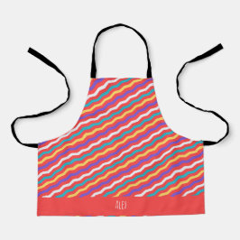 シェブロンピーチ黄パタミニマルーン エプロン