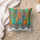 シェブロンフレーム|アクアオレンジバイオレット白黒 クッション (ブランケット)