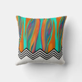 シェブロンフレーム|アクアオレンジバイオレット白黒 クッション (裏面)