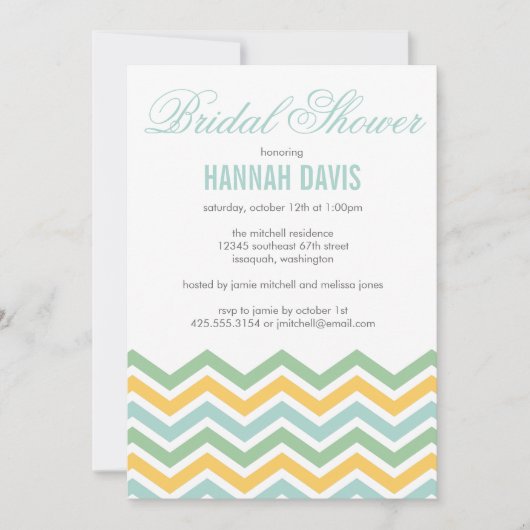 シェブロンブライダルシャワーの招待 招待状 (正面)