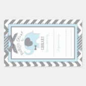 シェブロンブルーエレファントボウタイブックプレートラベル 長方形シール (正面)