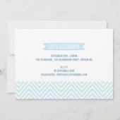 シェブロンブルー |ホワイトスウィート16フォトバースデーパーティー 招待状 (裏面)