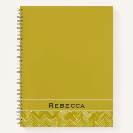 シェブロンヘリンボーンパターンヴィンテージ金ゴールドモノグラム ノートブック (正面)