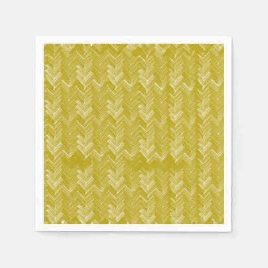 シェブロンヘリンボーンパターンヴィンテージ金ゴールド スタンダードカクテルナプキン (正面)
