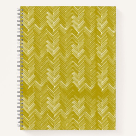 シェブロンヘリンボーンパターンヴィンテージ黄金ゴールド ノートブック (正面)