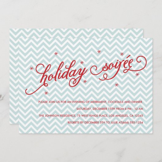 シェブロンホリデーソイラエクリスマスパーティー招待状 招待状 (正面/裏面)