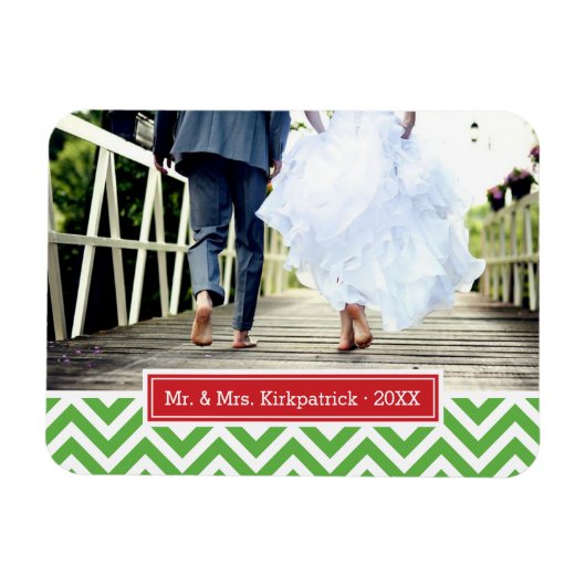 シェブロンホリデーモノグラムフォトマグネット マグネット (横)