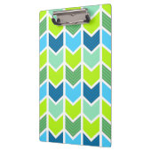 シェブロンモダンな緑および青の幾何学的なパターン クリップボード (左)