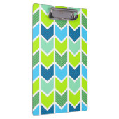 シェブロンモダンな緑および青の幾何学的なパターン クリップボード (右)