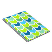 シェブロンモダンな緑および青の幾何学的なパターン ノートブック (右側)