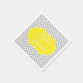 シェブロンモダンイエローグレーベビーシャワー スタンダードカクテルナプキン (角)